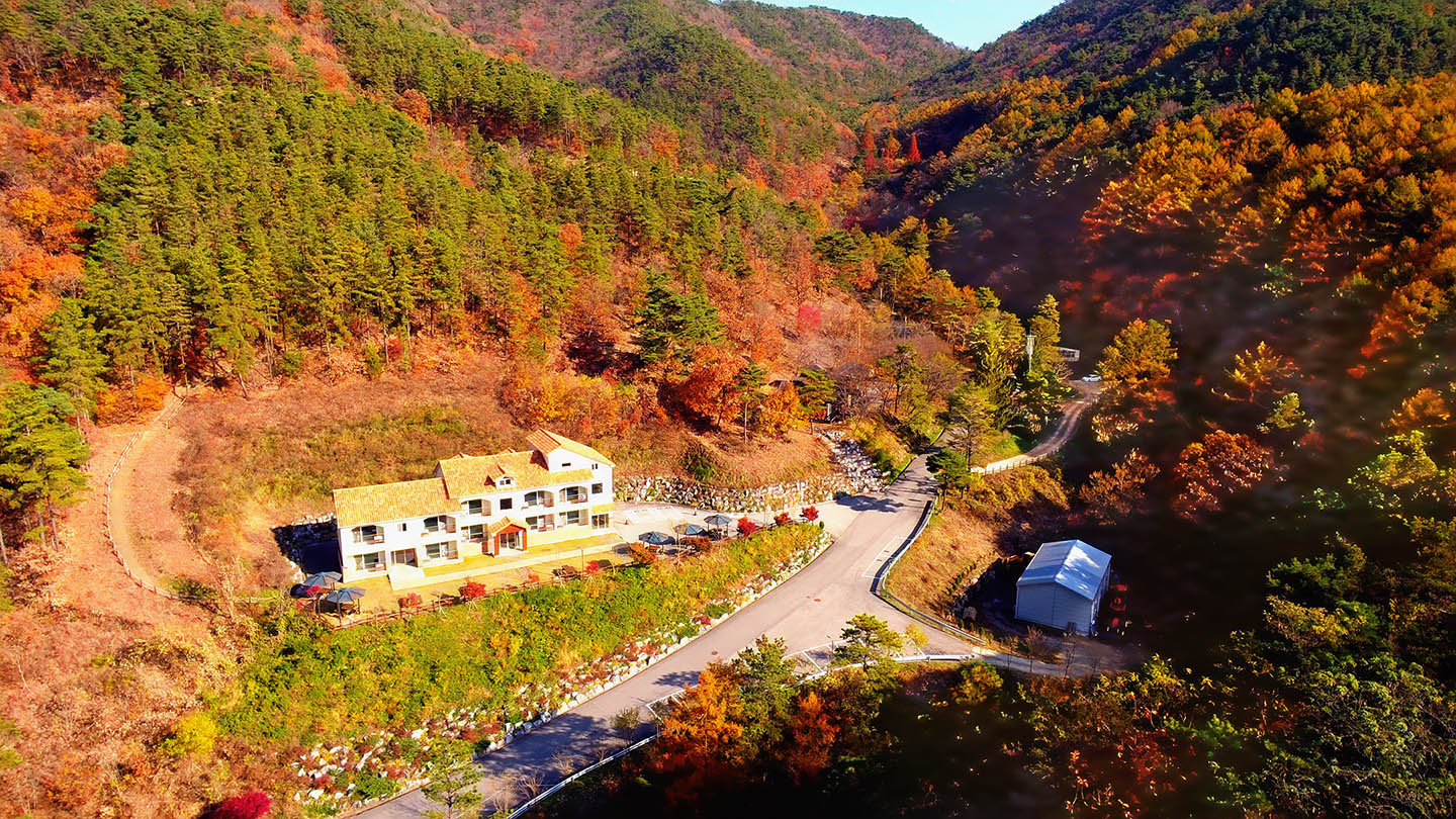 속리산말티재자연휴양림 산림문화휴양관 전경(가을)