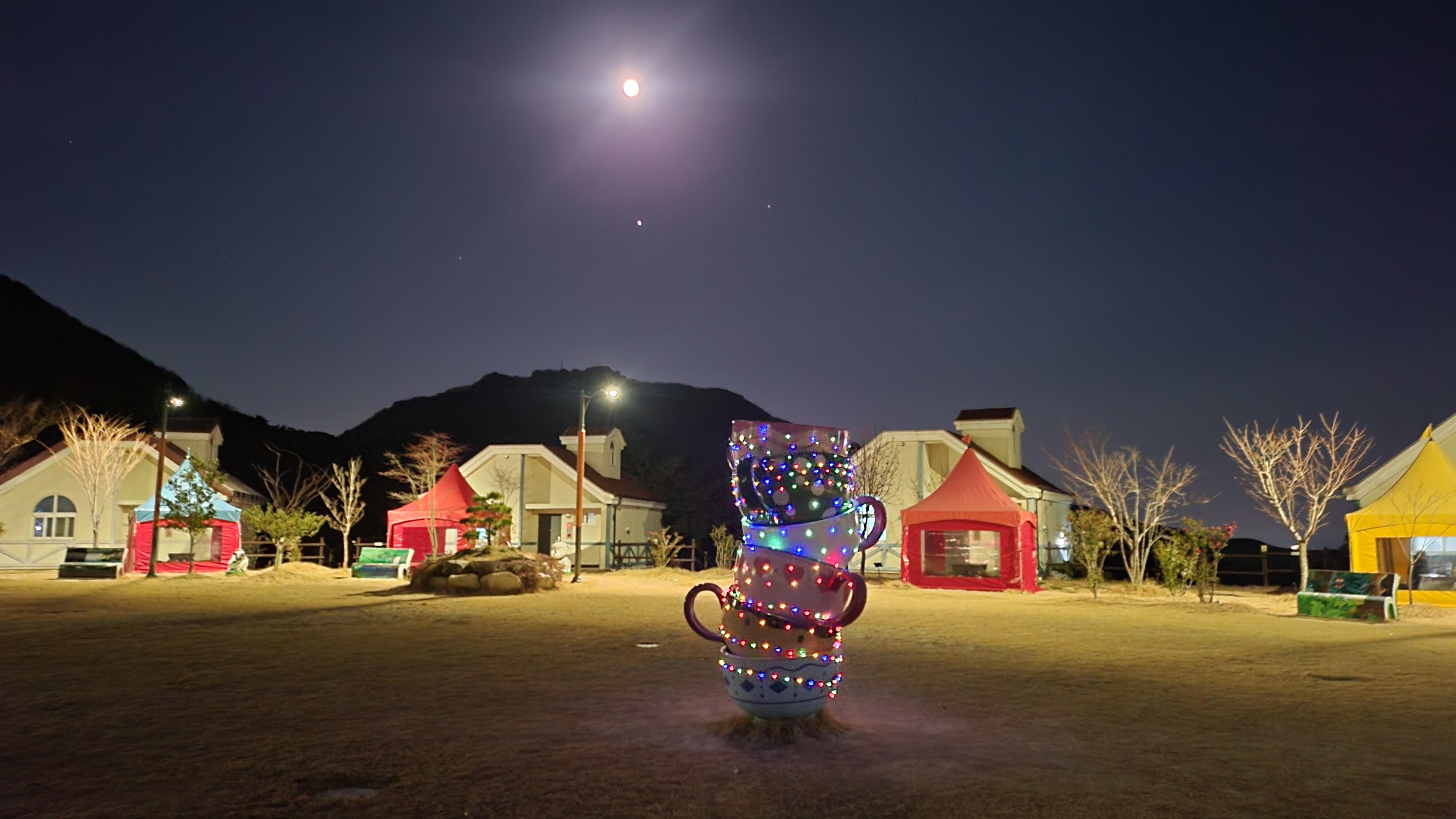 12월의 국립달음산자연휴양림 (잔디광장 컵 조명)