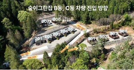 숲이그린집 B동, C동 차량진입 방향